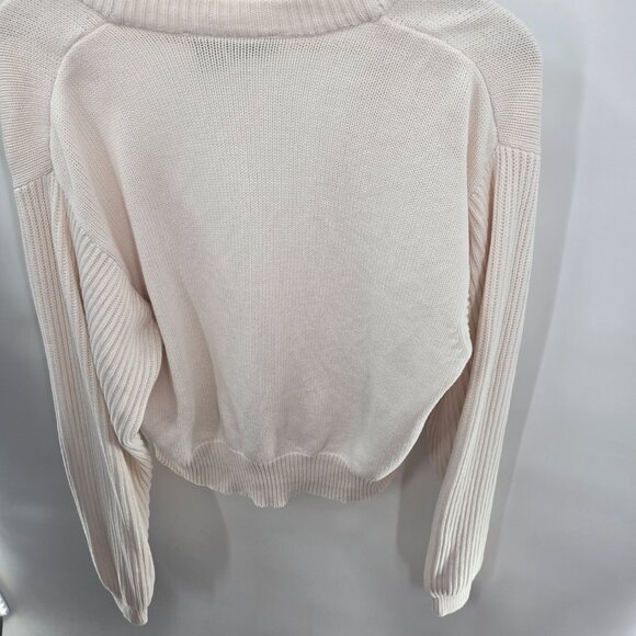 Vintage Liz Claiborne Cream Open Buttoned Logo Preppy Cotton Cardigan Small - Picture 2 of 14